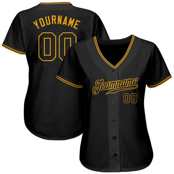 Custom Black Black Gold Authentic Baseball Jersey 3 