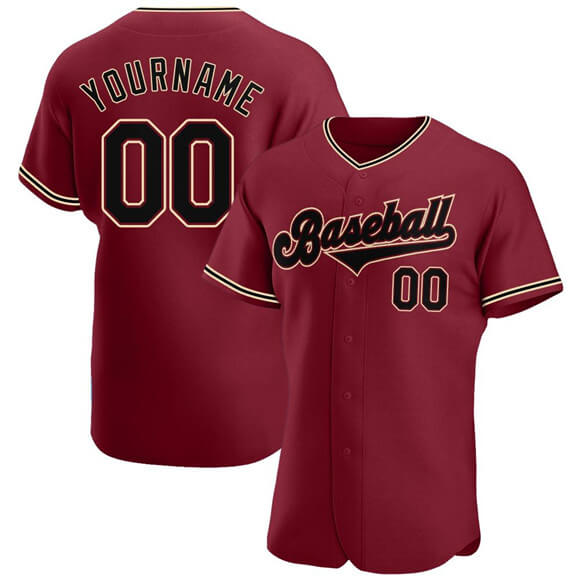 Custom Crimson Black Khaki Authentic Baseball Jersey 2