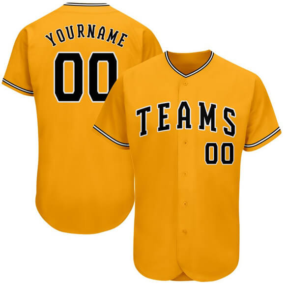 Custom Gold Black White Authentic Baseball Jersey 21 
