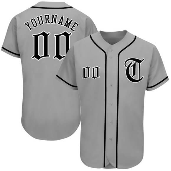 Custom Gray Black White Authentic Baseball Jersey 7 