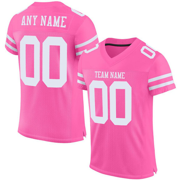 Custom Pink White Mesh Authentic Football Jersey 1 