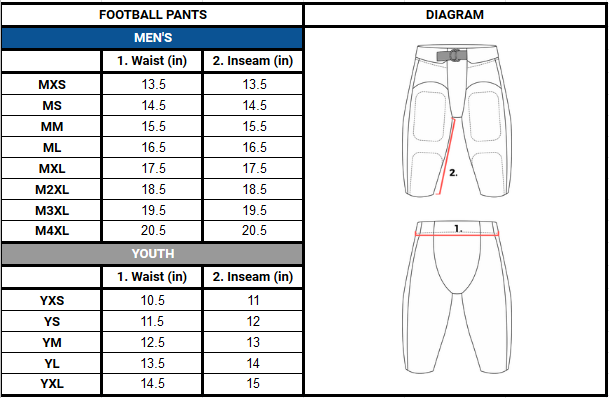 Nike football pants size chart on sale